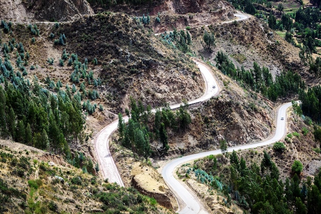 Cars on mountain road