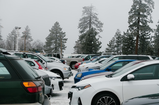 Photo cars on road against sky during winter