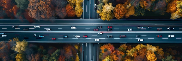 Cars stuck in traffic on busy highway road