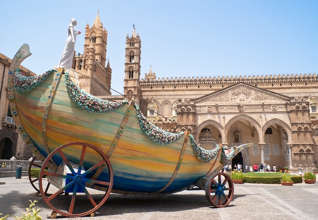 Cart of santa rosalia in the Cathedral of Palermo