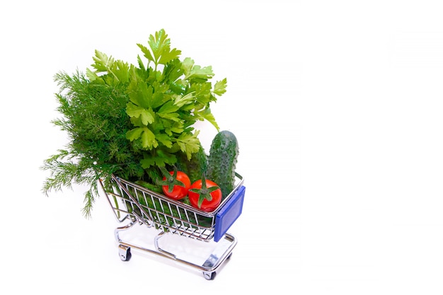 Cart with vegetables and herbs