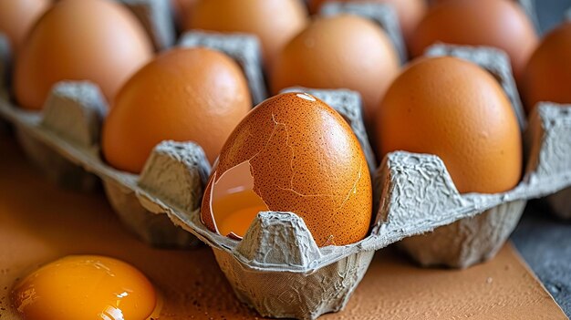 a carton of eggs with a small carton of oranges