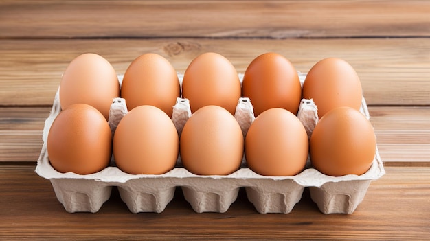 A Carton of Eggs on a Wooden Table