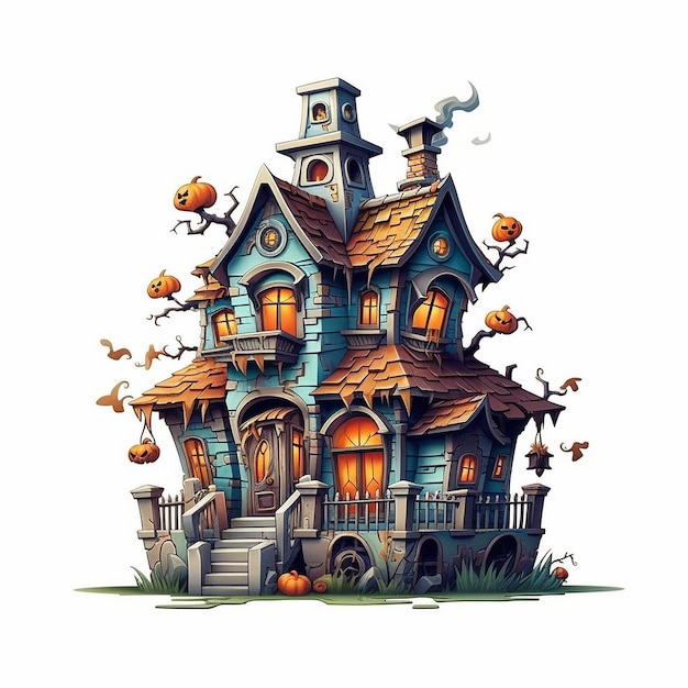 cartool illustration halloween house