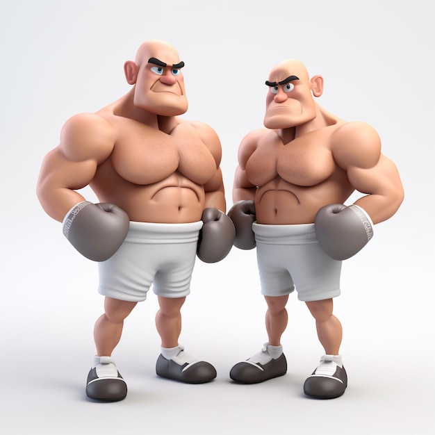 Cartoon 3d character of two boxer