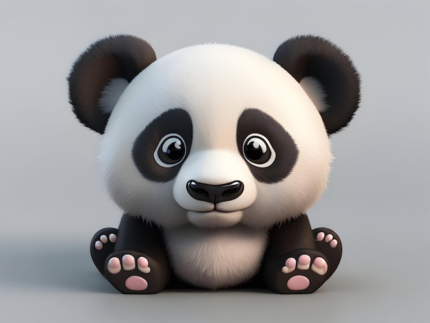 Cartoon 3D panda icon Background