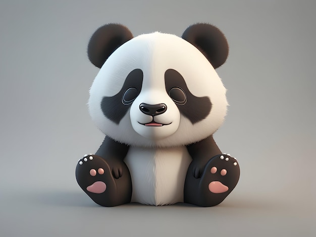 Cartoon 3D panda icon Background