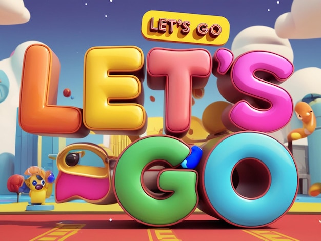 cartoon 3d text effect lets go