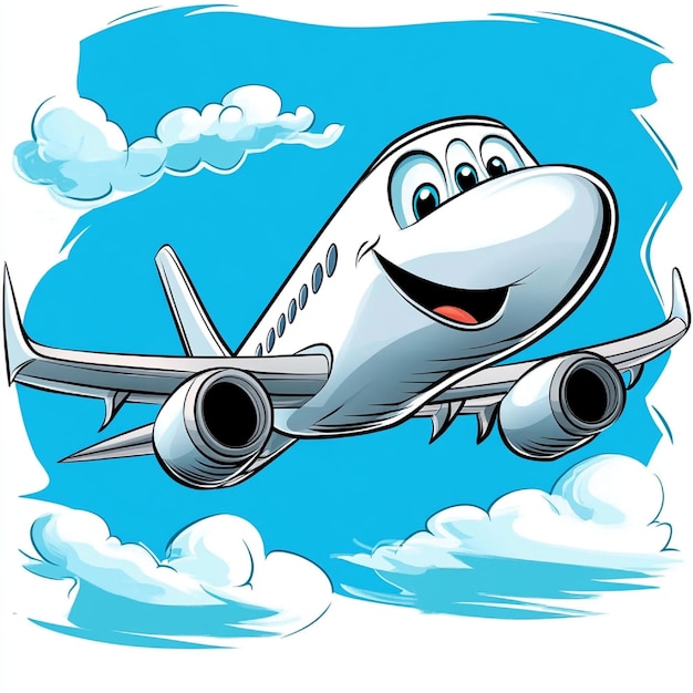 Cartoon airplane with a smiling face4