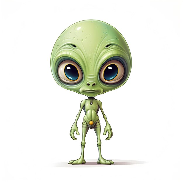 a cartoon alien with a green alien head and eyes