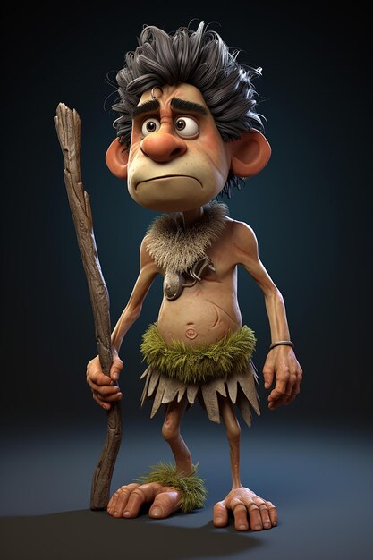 Cartoon ANCIENT HUMAN 3d character