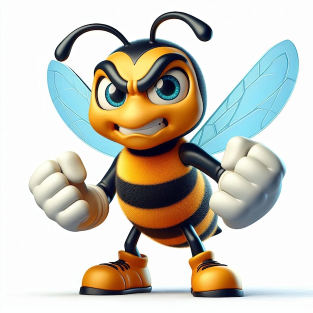 Cartoon Angry Hornet Mascot Pro character 3d