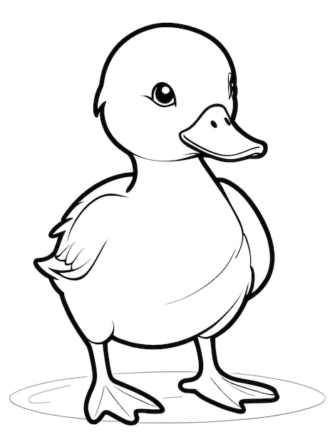 Photo cartoon animal duck for coloring page ai generated