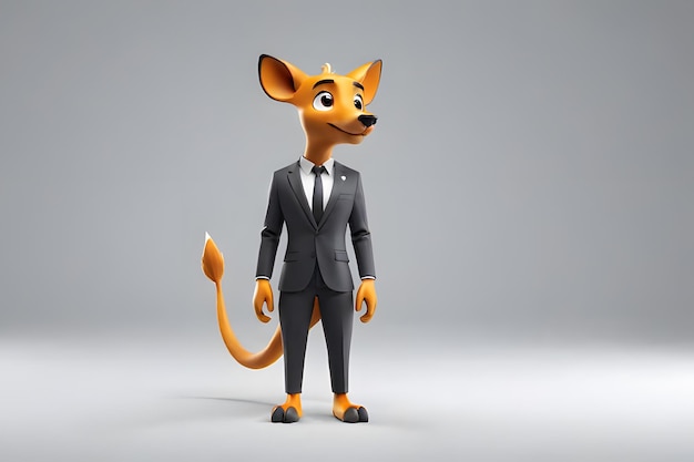 Cartoon animal a fox in a suit standing on white background 3D model of a fox wearing a business suit a character illustration