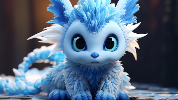 a cartoon animal with blue fur