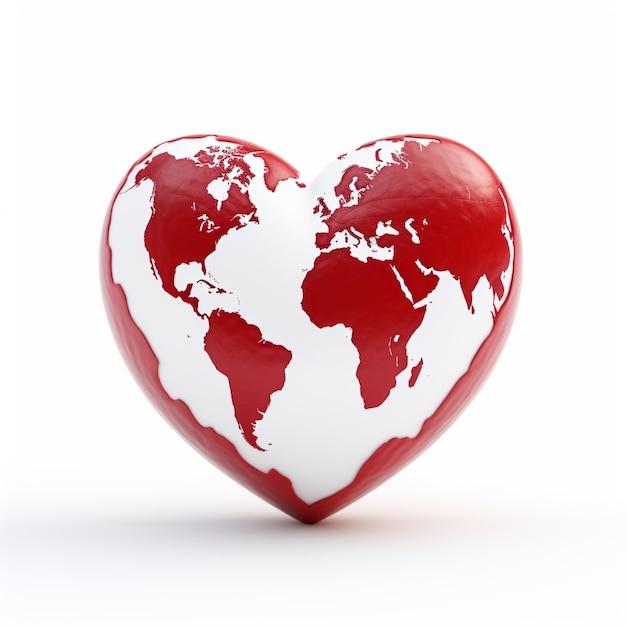 cartoon animation of white earth in the form of red love on a white background