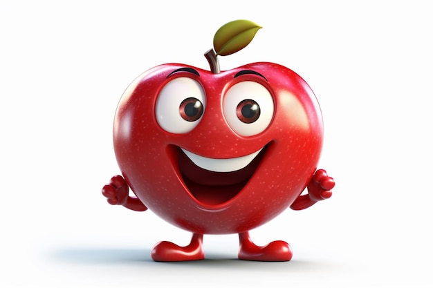 A cartoon apple with a happy face