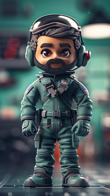 Cartoon Astronaut Character Ready for Space Adventure in Detailed Spacesuit and Helmet