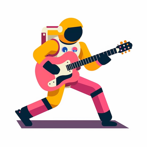 a cartoon astronaut playing a guitar and a radio generative ai