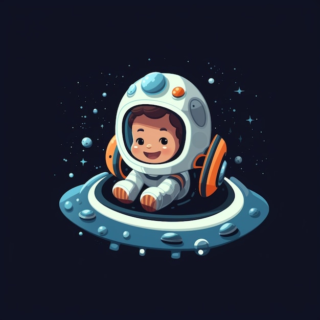 cartoon astronaut in a space suit sitting on a spaceship generative ai