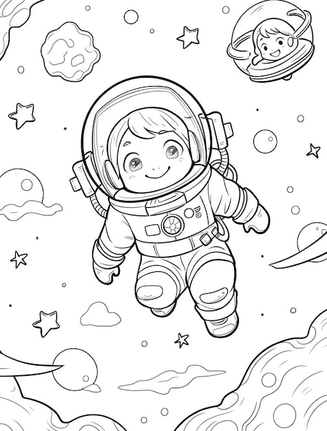 Photo a cartoon of a astronaut in a space suit with stars and a space suit