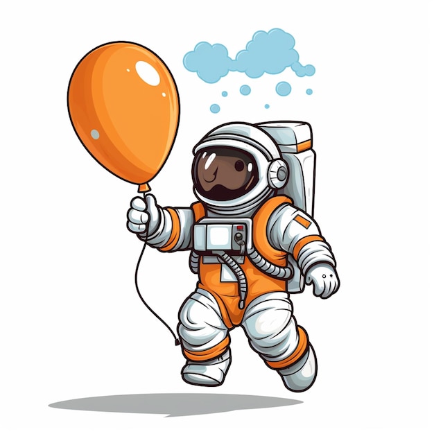 cartoon astronaut with a balloon and thought bubble generative ai