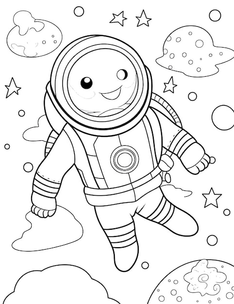 Photo a cartoon astronaut with a space suit on and a space suit