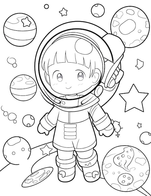 Photo a cartoon of an astronaut with a space suit on