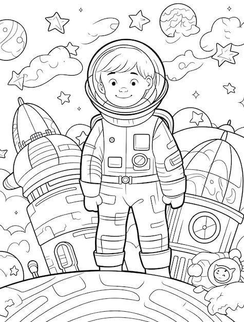 Photo a cartoon of a astronaut with a space suit on