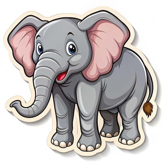 a cartoon of a baby elephant with a pink tusk