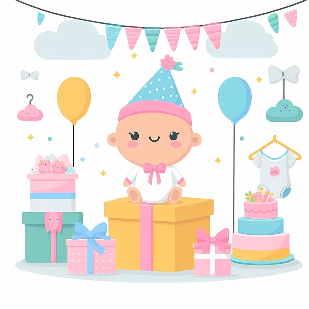 Cartoon Baby shower Illustration Baby Shower Celebration Party Expecting Pregnancy Newborn