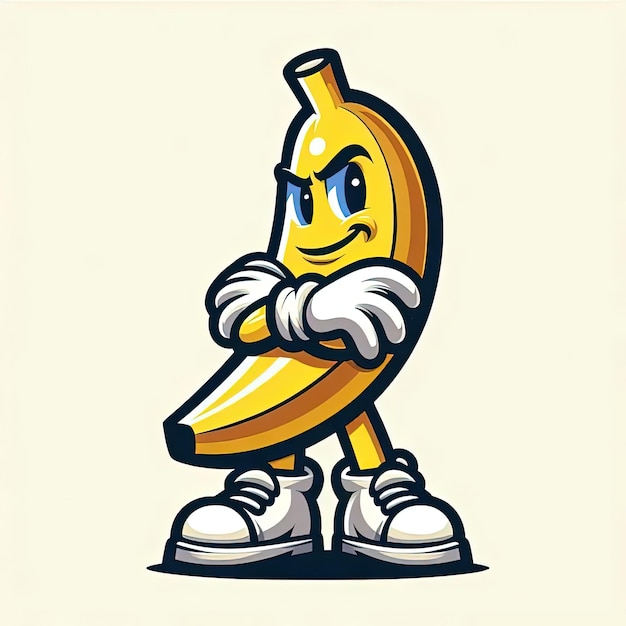 Photo a cartoon banana with a sad look on its face