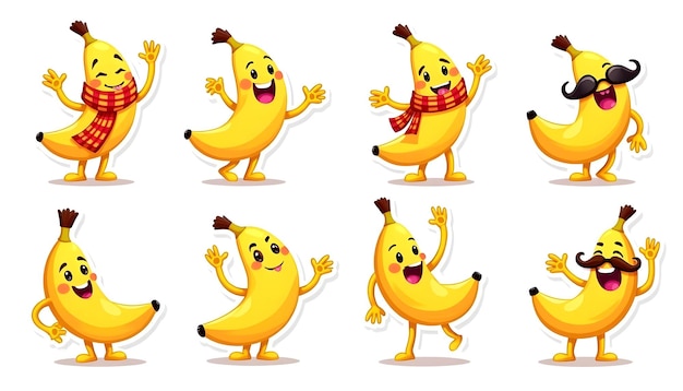 cartoon bananas bananas with sunglasses silly banana poses waving banana thumbs up banana fun b