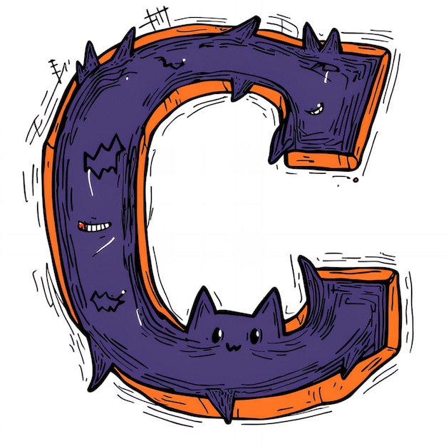 Photo cartoon bat letter c