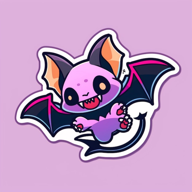 Cartoon bat with fangs and fangs on its back generative ai