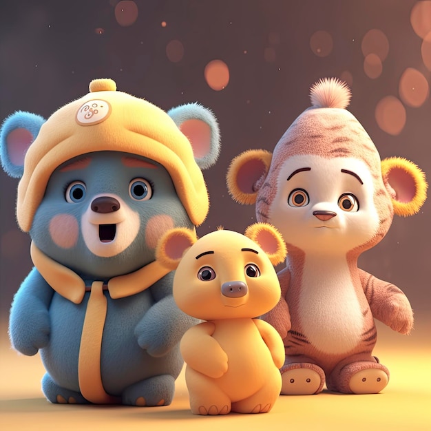 A cartoon bear and a bear are standing together.