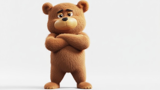 Photo a cartoon bear character with a confident pose and crossed arms