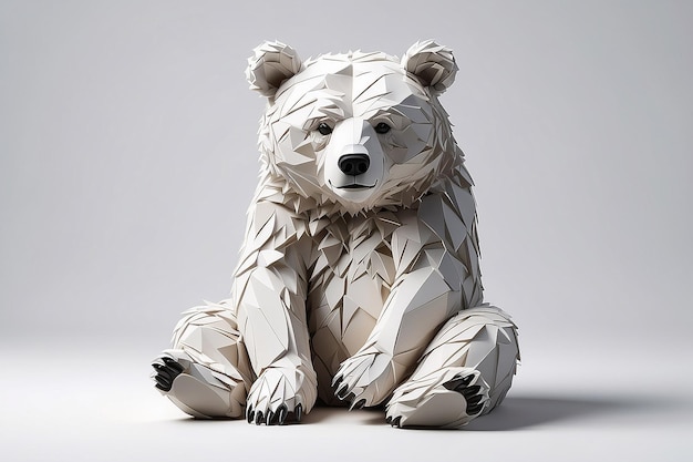 Cartoon bear sitting on a white surface with a white background generative a