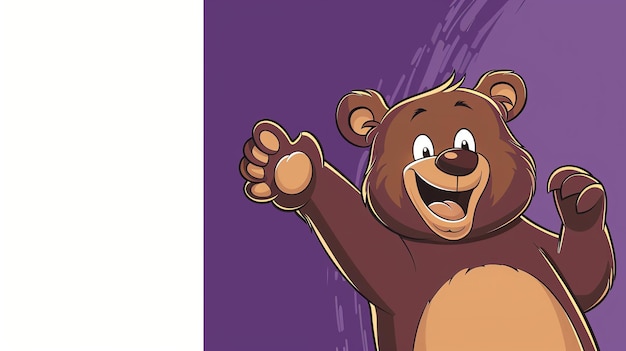 Photo cartoon bear waving with a big smile