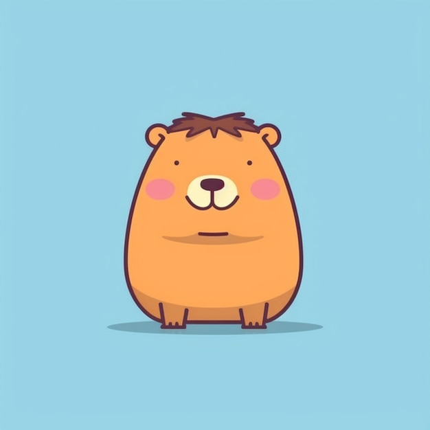 a cartoon bear with a brown nose and brown hair generative ai