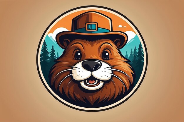 Photo cartoon beaver logo vector illustation