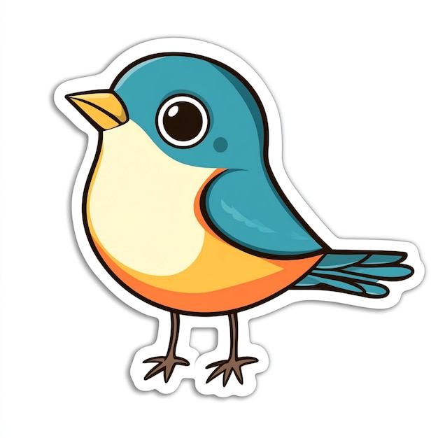 a cartoon bird with a blue beak and a yellow beak