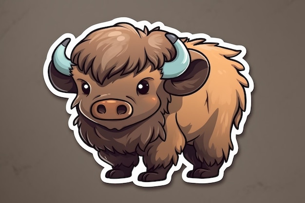 A cartoon bison with a big nose and big eyes.