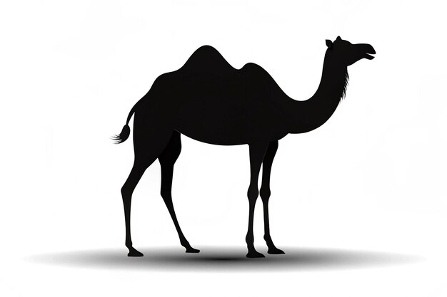 Photo cartoon black silhouette camel arabian desert animal isolated objects