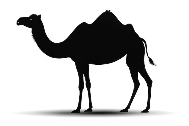 Photo cartoon black silhouette camel arabian desert animal isolated objects