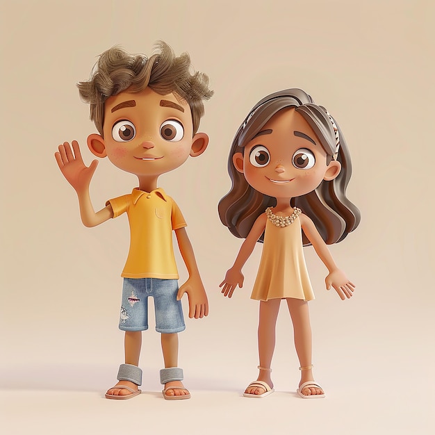 a cartoon boy and a girl are standing next to each other