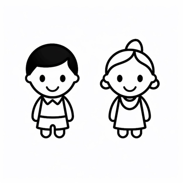 cartoon of a boy and a girl standing next to each other generative ai