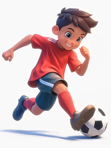 cartoon boy kicking a soccer ball generative ai