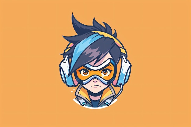 a cartoon of a boy wearing headphones and a mask