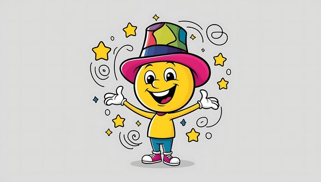 Photo cartoon boy with happy expression